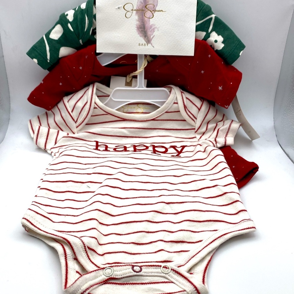 NWT Jessica Simpson Baby Layette Girls 3 Piece Set Onesies 3-6 Months